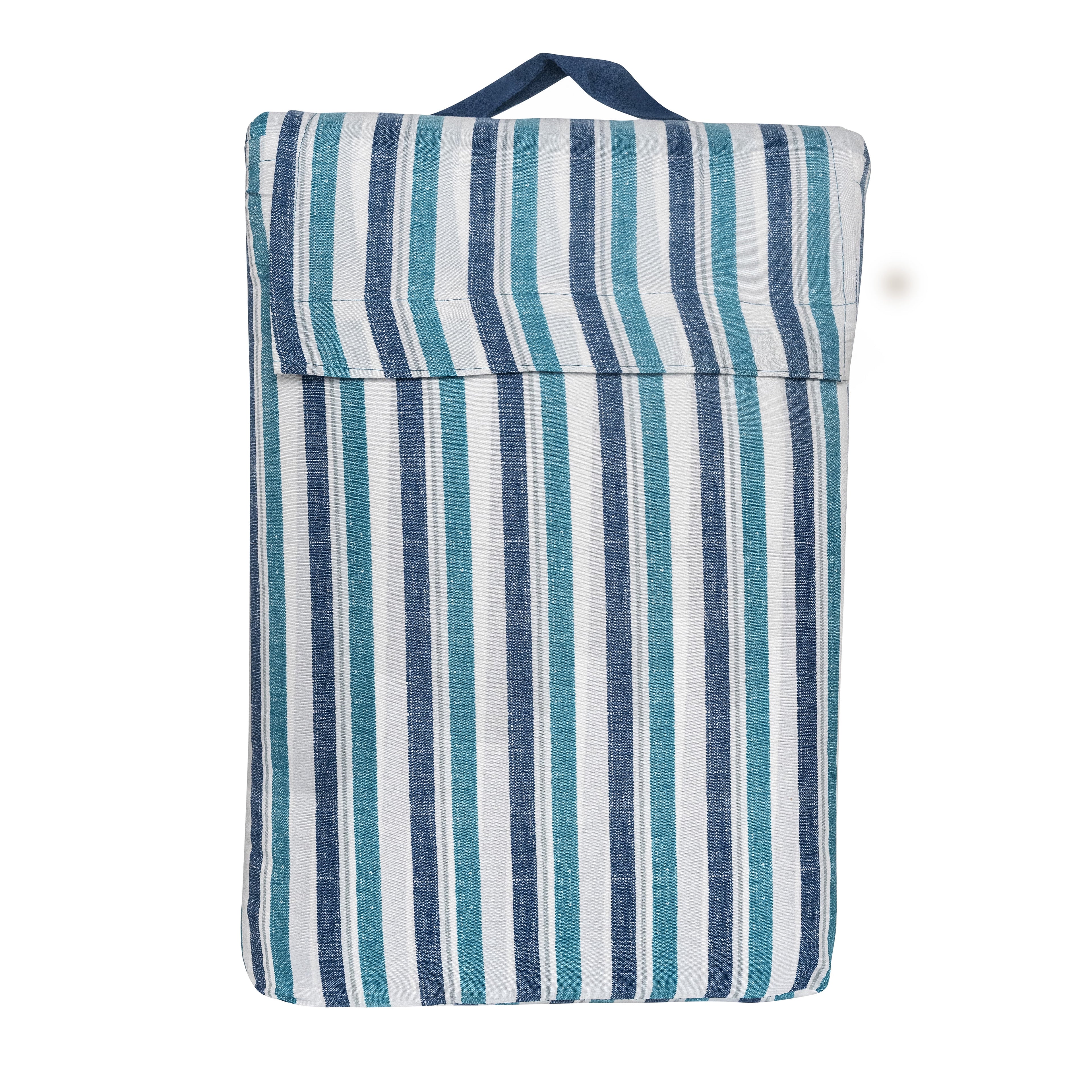 Mainstays All in One Reversible Comforter and Sheet Set- 7 Piece, Queen, Blue Pinstripe