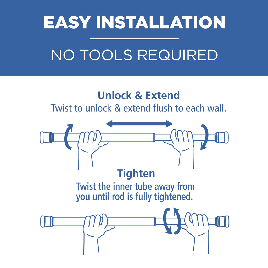 Mainstays Adjustable Tension Shower Curtain Rod, 44” - 72", No Drilling, Matte Black