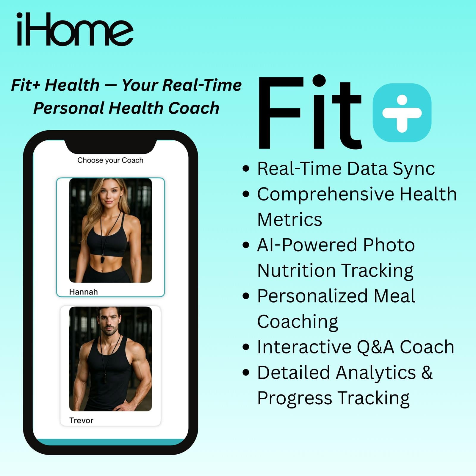iHome Smart Bluetooth Digital Battery Powered Bathroom Scale, Body Weight & BMI Weighing 397 lbs with Fit+ Personal Coach App, FSA and HSA Eligible, Black