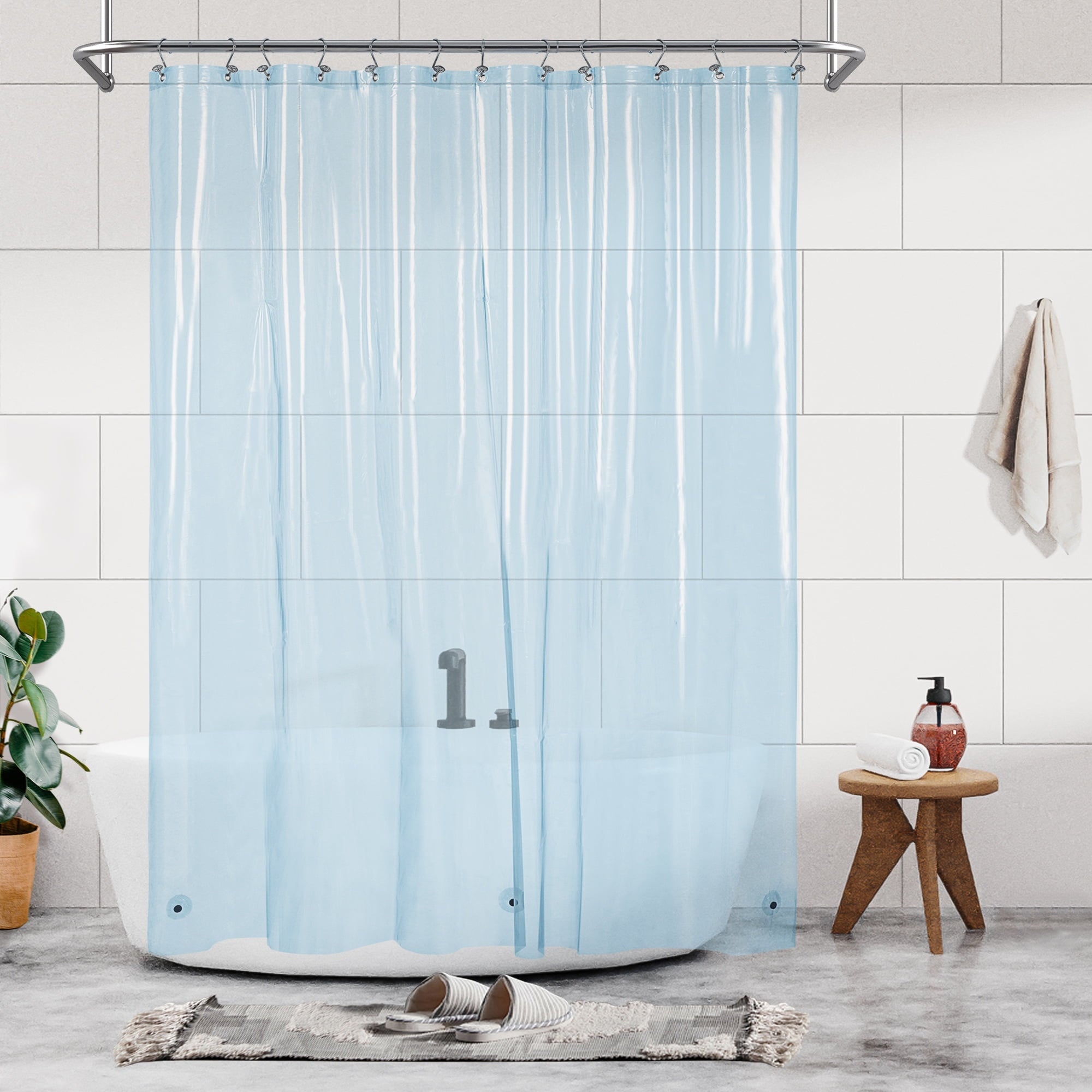 Barossa Design PEVA Clear Plastic Shower Curtain Liner Lightweight with 3 Magnets, Waterproof -72" x 72"