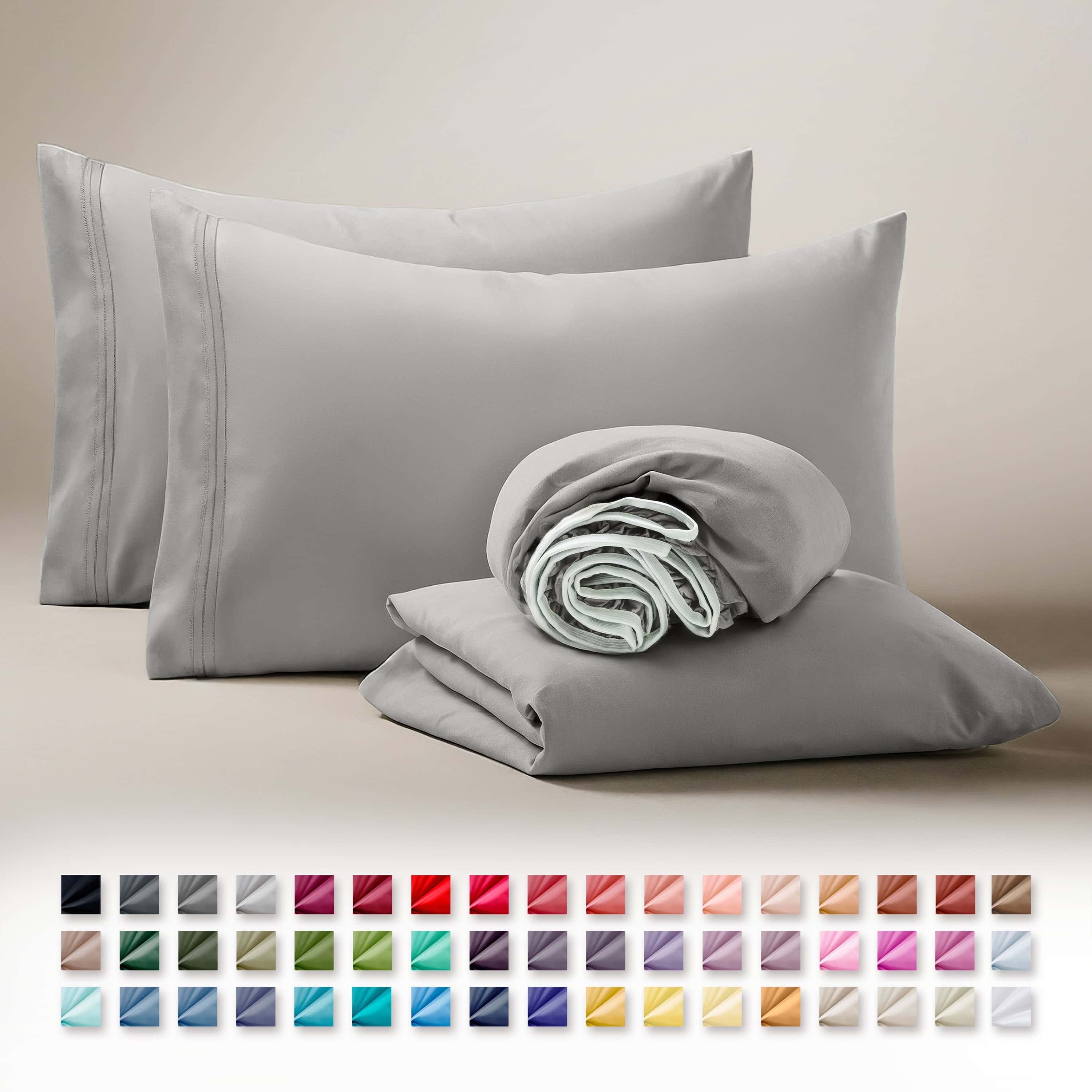 Clara Clark Queen Sheets Set, 1800 Series 4 Piece Deep Pocket Sheets, 100% Soft Microfiber Bed Sheets Set, Gray