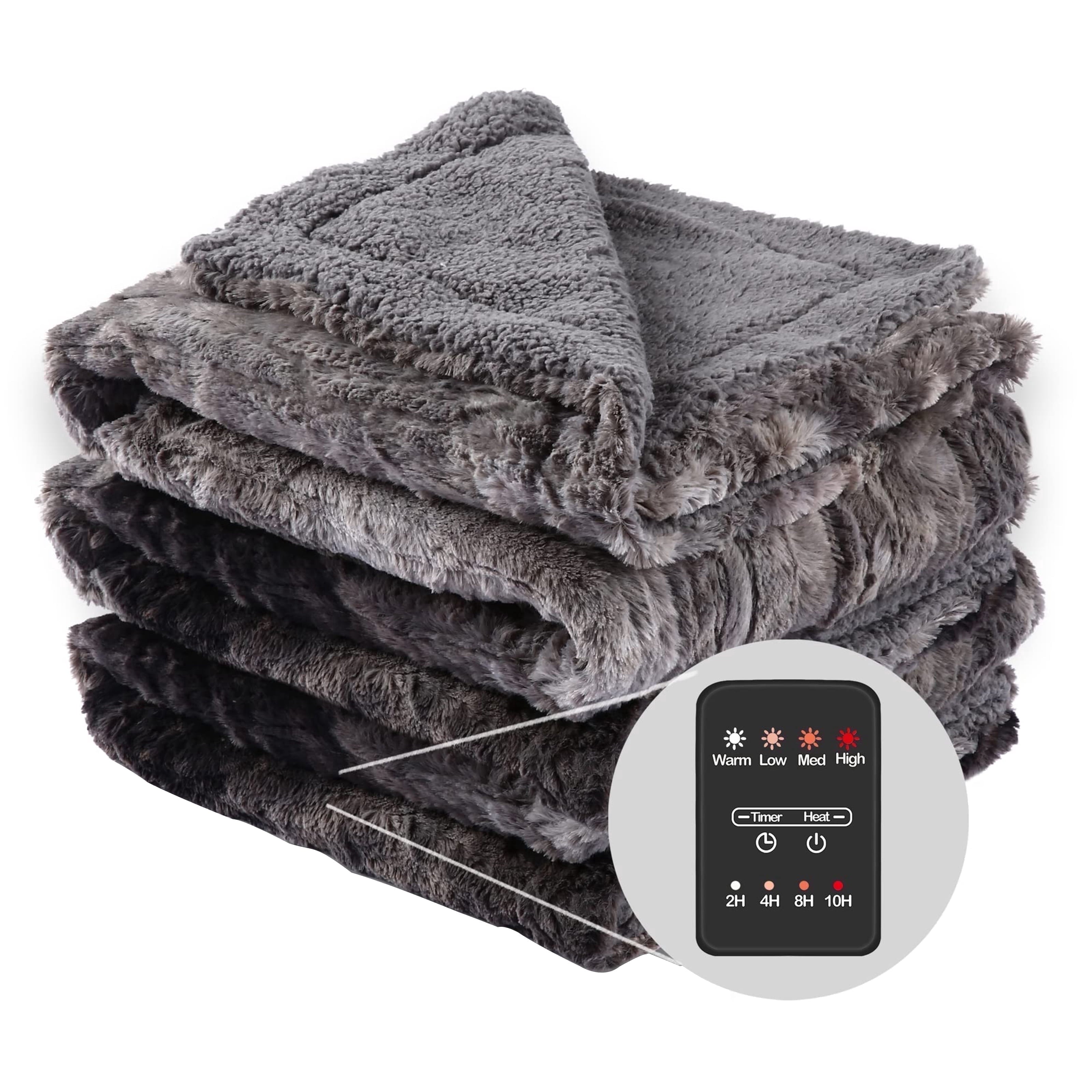 GONUES Heated Blanket 72"x 84" Full Size Soft Warm Flannel Fast Heating, 4 Fast Heating Levels & 10H Auto-off, Heat Protection, Home Office, Grey