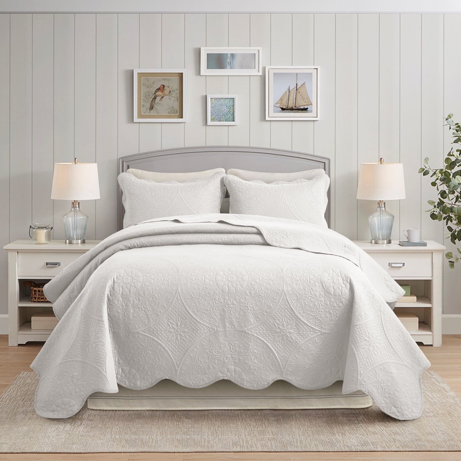 Imperial Rooms 2 Piece Quilt Set Chevron Microfiber Soft Kids Bedspreads & Pillow Shams Purple Twin