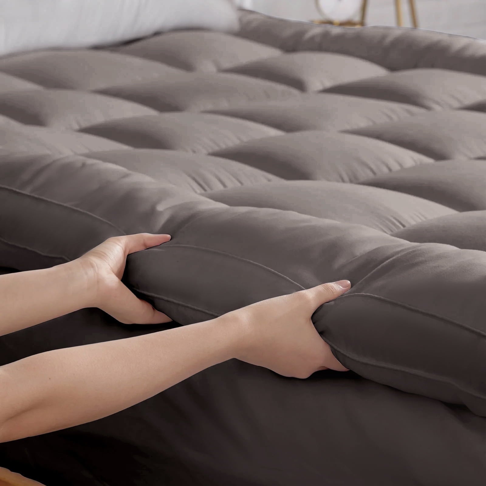 BDEUS Extra Thick Mattress Topper, Cooling Mattress Pad Cover,Pillow Top Protector with 8-21 Inch Deep Pocket, Twin Size