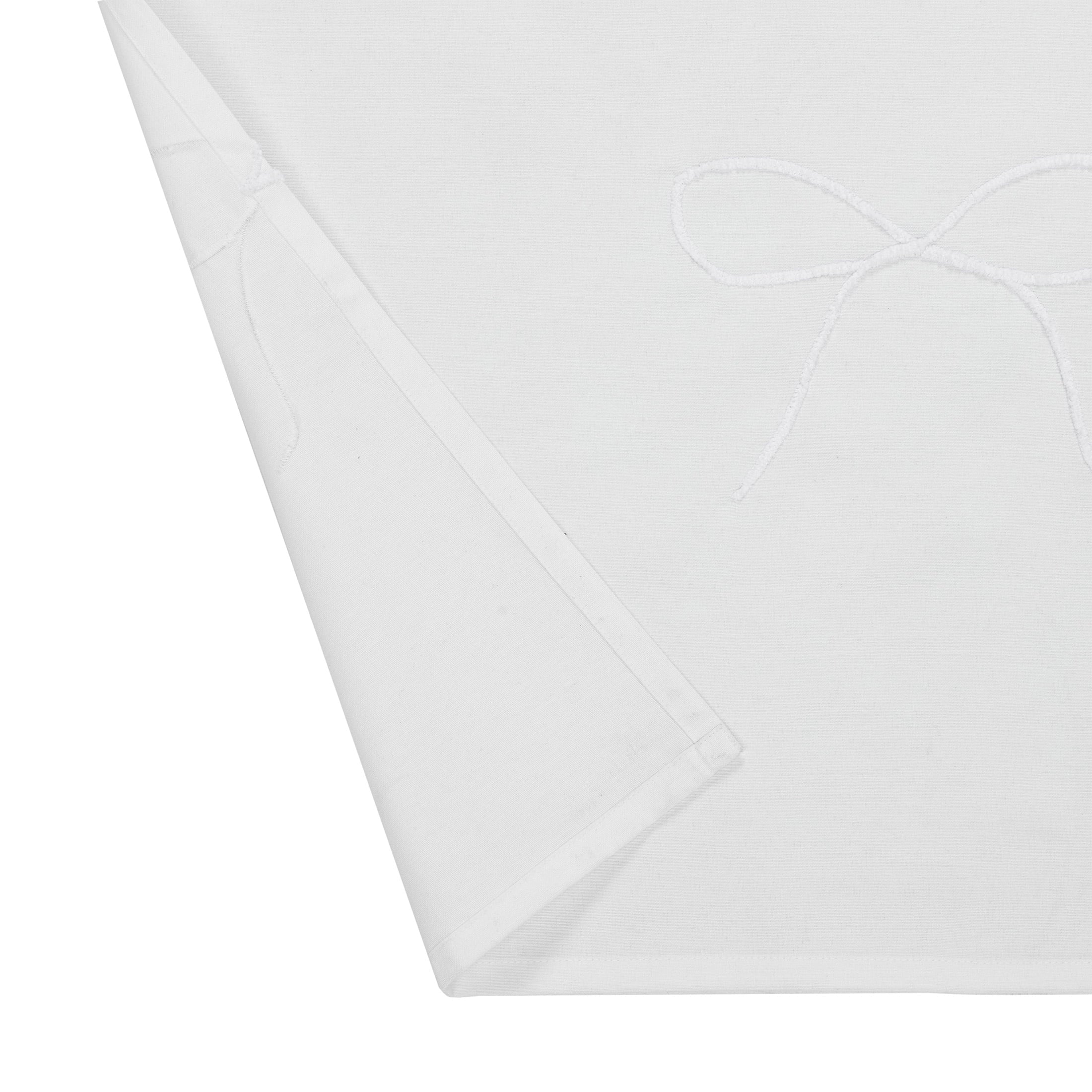 My Texas House White/White Embroidered Holiday Farmhouse Bow Cotton Shower Curtain, 72" x 72