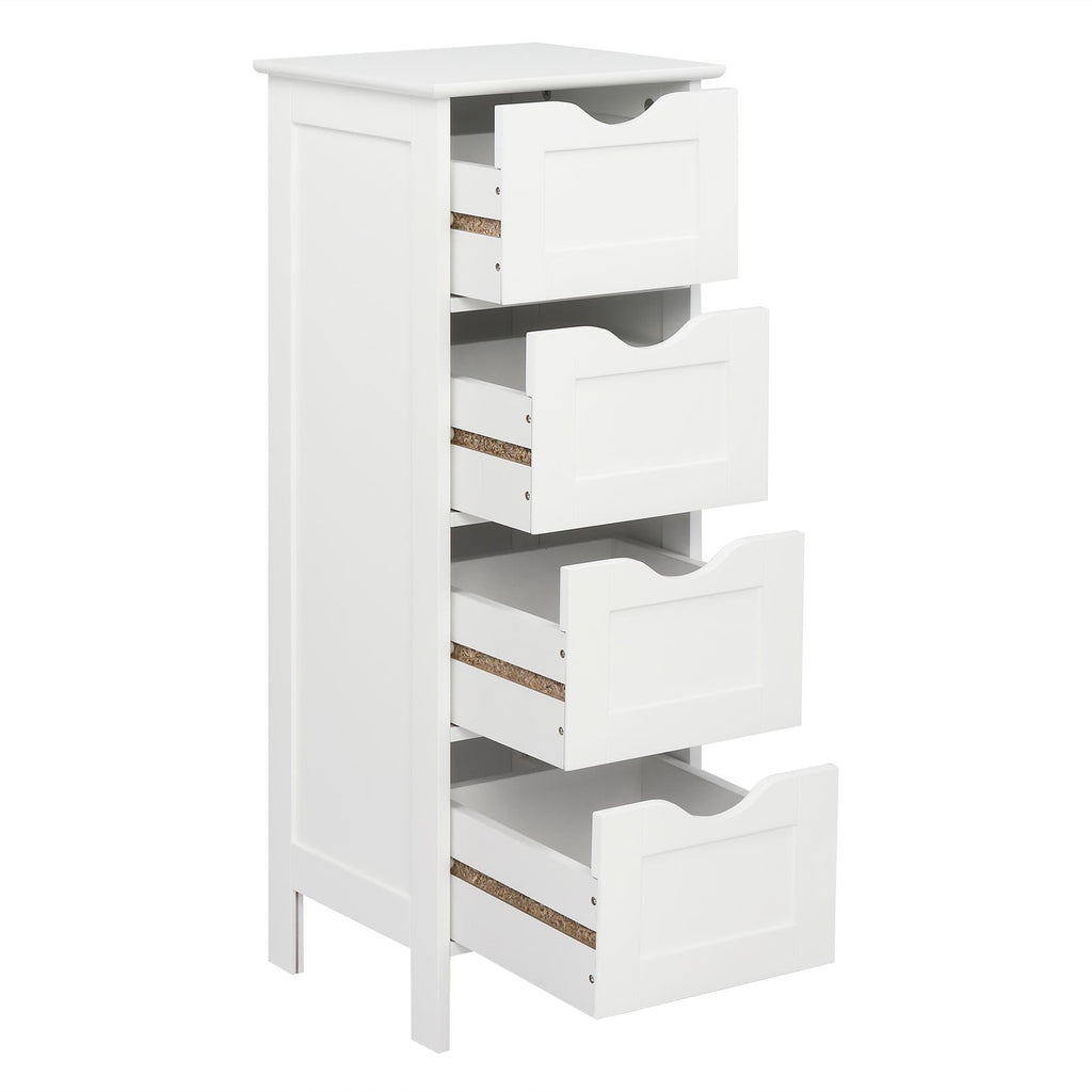 Ktaxon Bathroom Floor Storage Cabinet with 4 Drawers, Small Cabinet for Bedroom Kitchen, MDF White