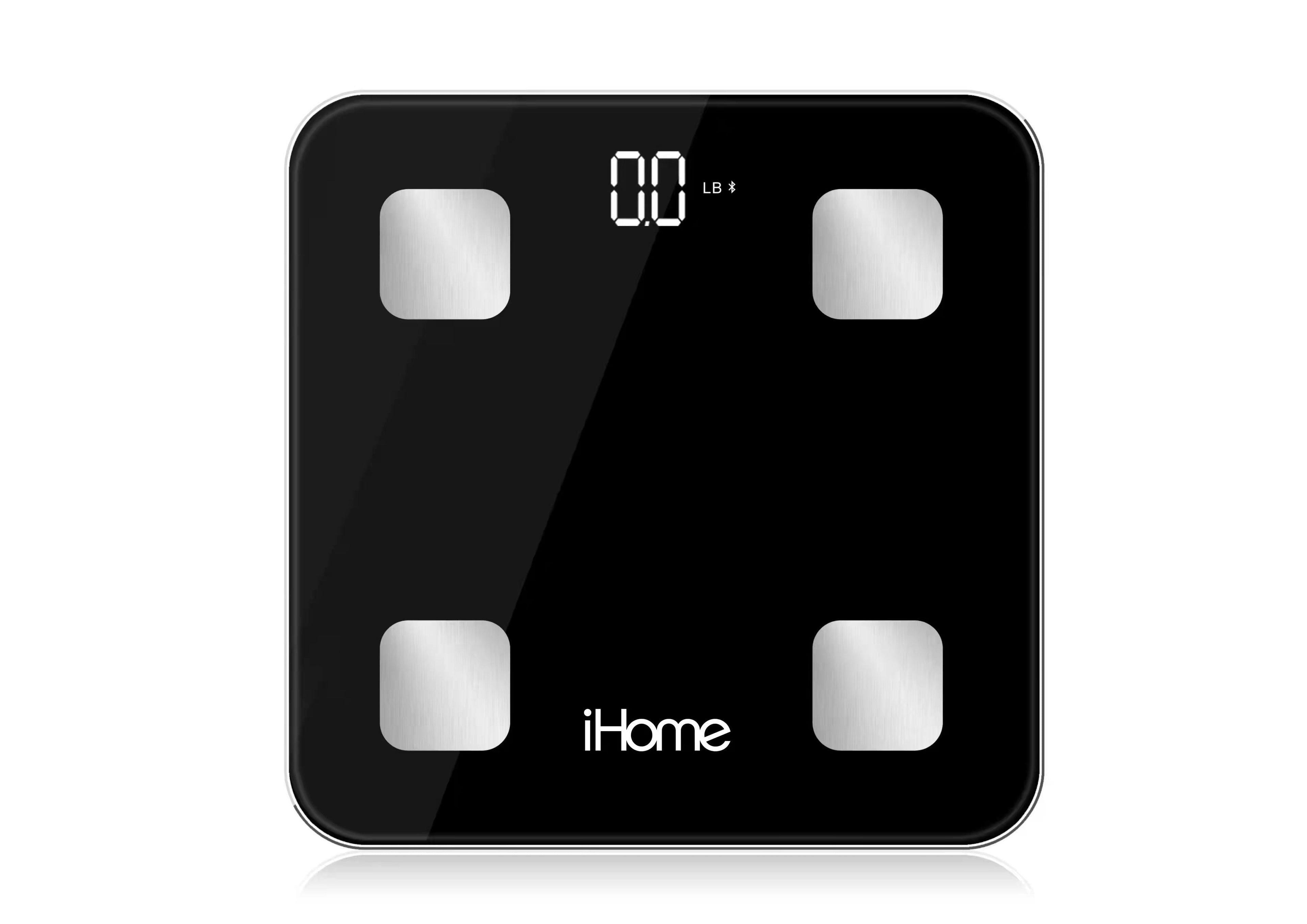 iHome Smart Bluetooth Digital Battery Powered Bathroom Scale, Body Weight & BMI Weighing 397 lbs with Fit+ Personal Coach App, FSA and HSA Eligible, Black